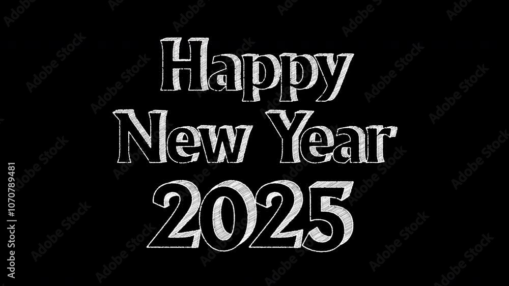 3D animation of white numbers on a black background drawn by hand, in white chalk on a blackboard. Rough dry brush texture. happy new year 3D animation of white numbers on a black background drawn by hand, in white chalk on a blackboard. Rough dry brush texture. happy new year