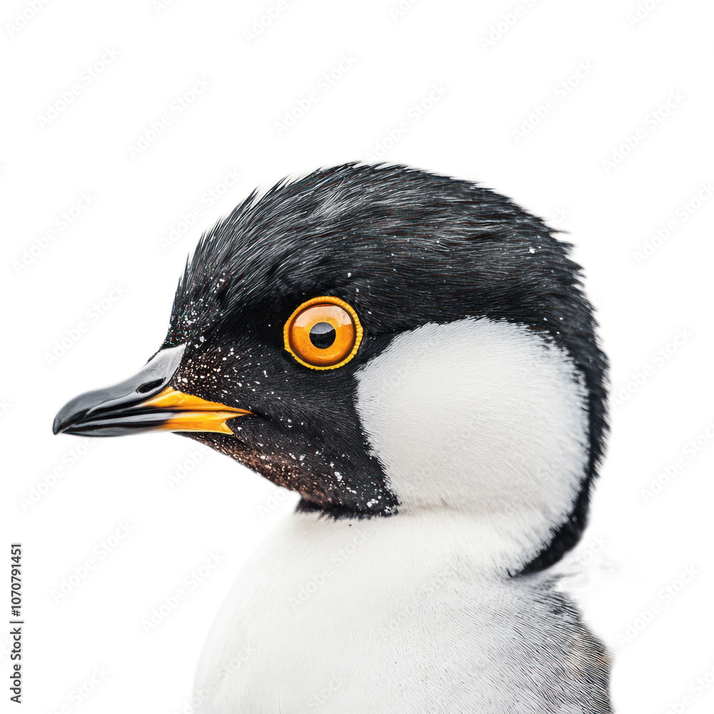Naklejka premium Close-up of a Unique Penguin with Vibrant Yellow Eye