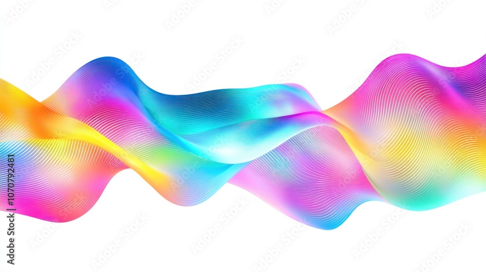 Bright neon light spectrum with flowing rainbow colors, futuristic abstract design on white. Bright neon light spectrum with flowing rainbow colors, futuristic abstract design on white.
