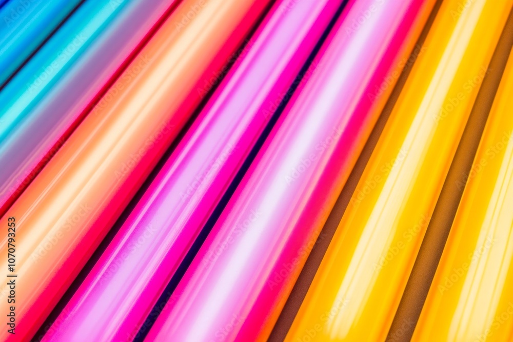 Futuristic neon light bars creating a smooth gradient transition against a dark background Futuristic neon light bars creating a smooth gradient transition against a dark background