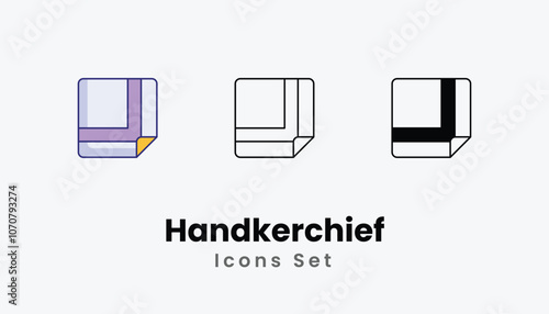 Handkerchief Icons thin line and glyph vector icon stock illustration