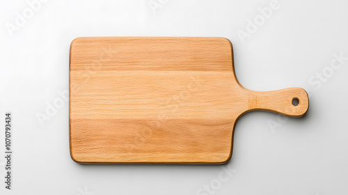 Top view wooden cutting board isolated on white background