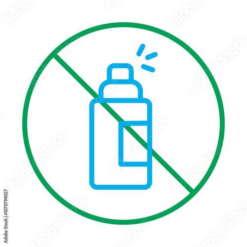 Preservatives Free Icon – Bottle with Cross, Representing Freshness, Purity, and Preservative-Free Products