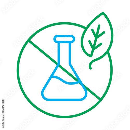Toxin Free Icon – Leaf with Flask, Representing Non-Toxic, Safe, and Chemical-Free Products