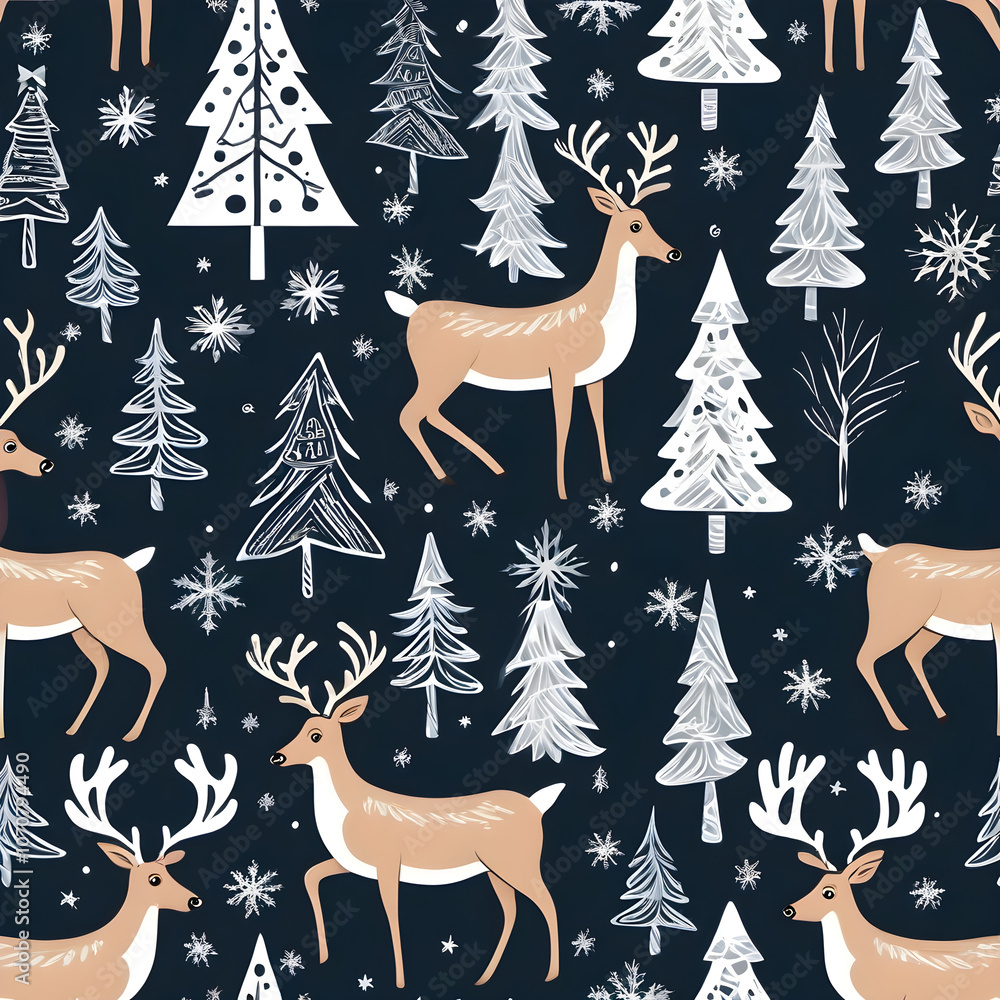 christmas seamless pattern with deer christmas seamless pattern with deer