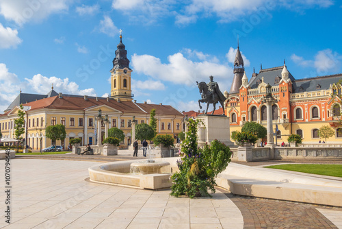 View of Unity Square in the old town of Oradea, Western Transylvania, Romania