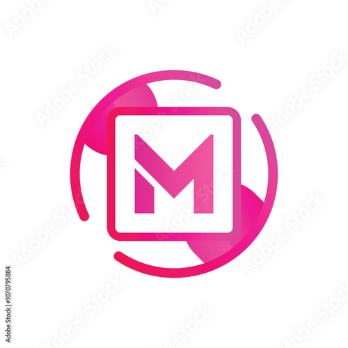 modern letter M abstract logo template, colorful, letter e logo for technology brand identity symbol mark design