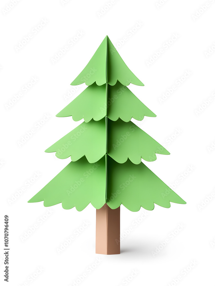 Origami paper Christmas fir tree isolated on white background isolated on white Origami paper Christmas fir tree isolated on white background isolated on white