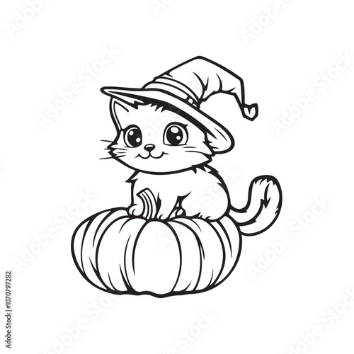 halloween cat with pumpkin