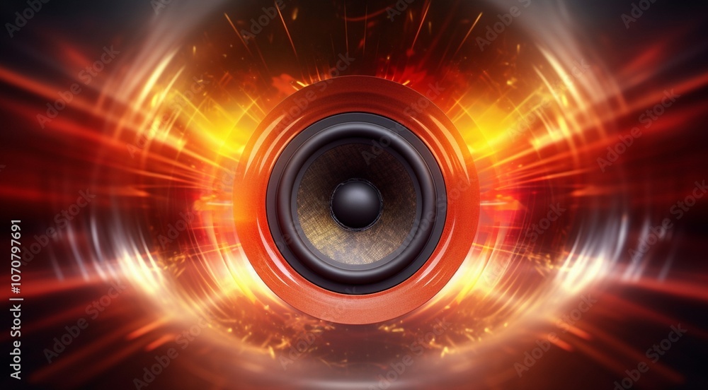 super power speaker on abstract background, speaker on colored background, graphic designed speaker on colorful background, designed speaker