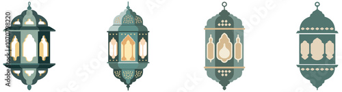 Collection of traditional Arabic lanterns in various styles, representing Ramadan and Islamic cultural celebrations