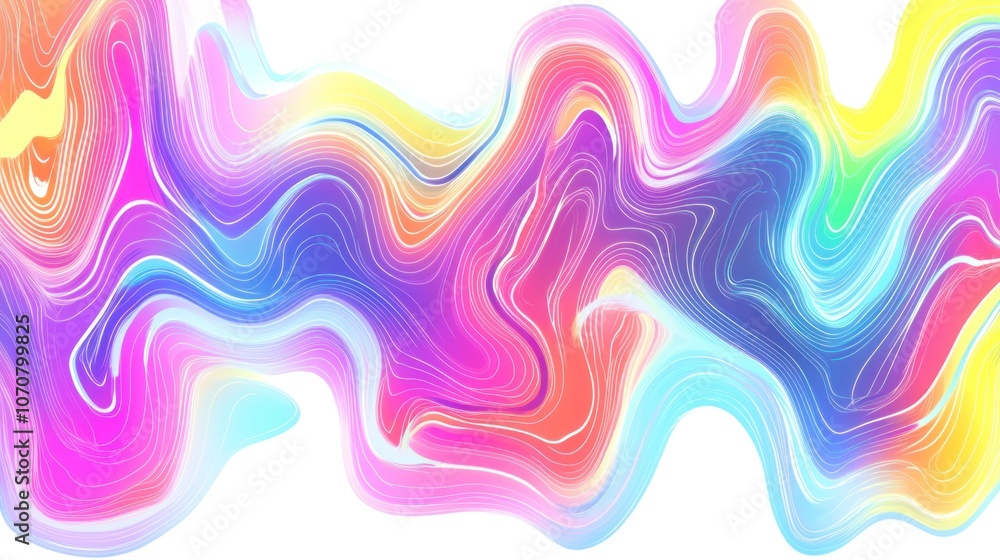 Energy waves in neon spectrum with rainbow hues, abstract seamless design on white background. Energy waves in neon spectrum with rainbow hues, abstract seamless design on white background.