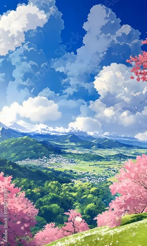 Serene Nature in Anime Manga Style: Calming Video Clip