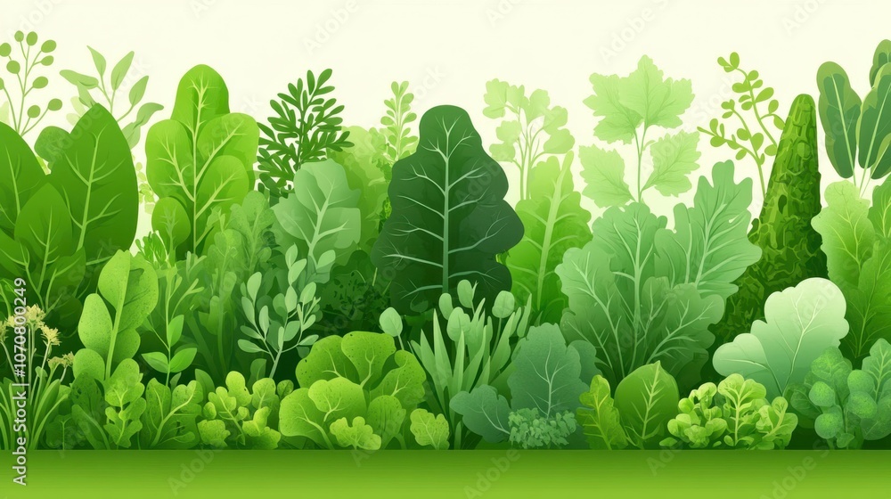 Lush Green Backyard Vegetable Garden Illustration Lush Green Backyard Vegetable Garden Illustration