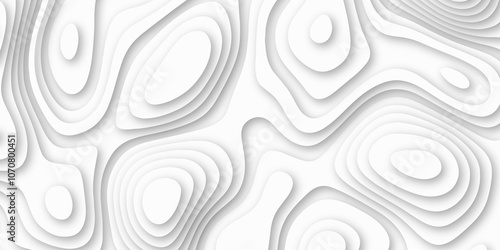 Abstract luxury white modern 3d papercut background. Minimal abstract vector wave carve diamond topography line circle creative topography map circle and wave line smooth multilayer pattern. papercut.