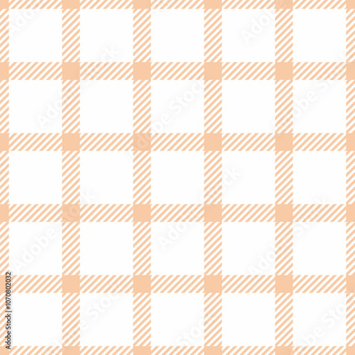 Business background seamless fabric, dining room pattern plaid textile. Preppy texture check vector tartan in orange and white colors.