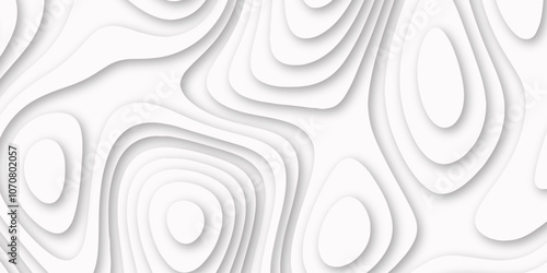Abstract luxury white modern 3d papercut background. Minimal abstract vector wave carve diamond topography line circle creative topography map circle and wave line smooth multilayer pattern. papercut.