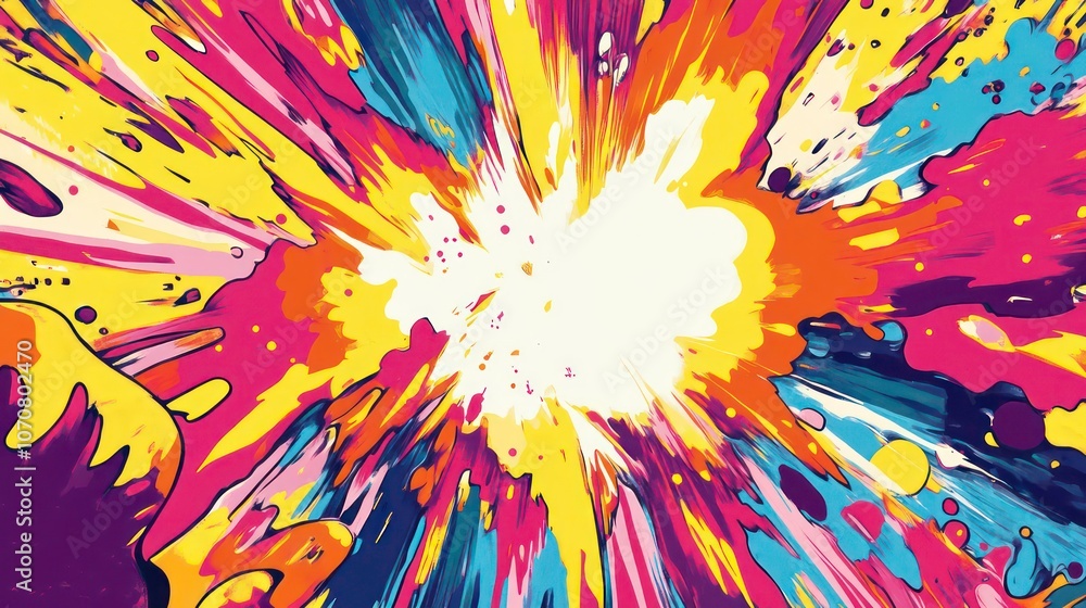 A vibrant explosion of colors radiating outward, creating a dynamic and energetic visual effect. A vibrant explosion of colors radiating outward, creating a dynamic and energetic visual effect.