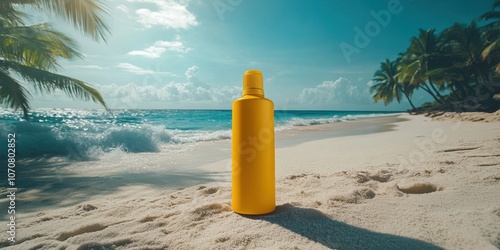 Sunscreen container Commercial poster Product photogr photo