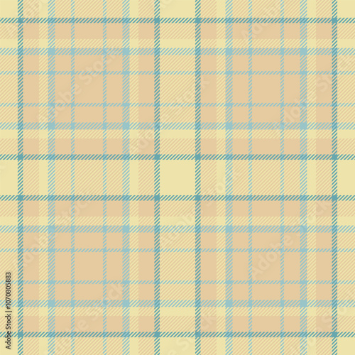 Simplicity vector pattern fabric, merry plaid textile check. Aged texture background tartan seamless in amber and pale goldenrod colors.