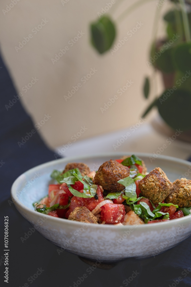 Fresh salad with falafel and cheese Fresh salad with falafel and cheese