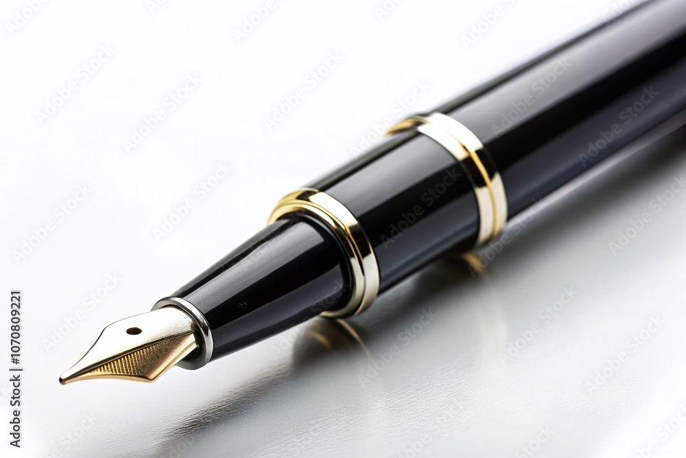 Elegant Black Nib Pen on a Clean White Background with Ample Copy Space for Text or Graphic Content Ideal for Professional Branding and Writing Themes Elegant Black Nib Pen on a Clean White Background with Ample Copy Space for Text or Graphic Content Ideal for Professional Branding and Writing Themes