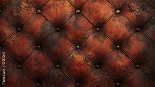 Textured View of Leather Upholstery with Tufted Design