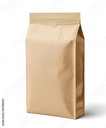 Brown Stand-Up Pouch with a Zipper Closure. Mockup packaging, product presentation.