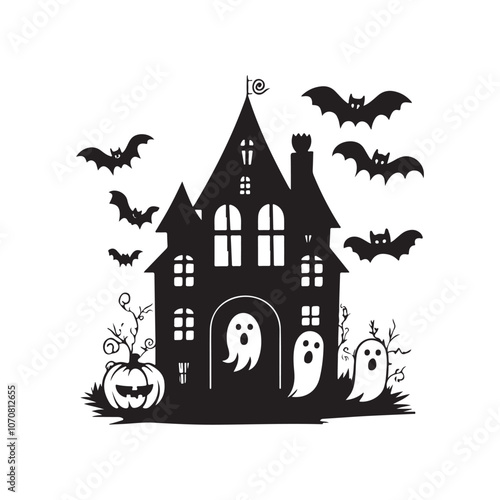 halloween background with house photo