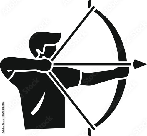 Archer using a bow and arrow, participating in an archery tournament, aiming precisely at the target
