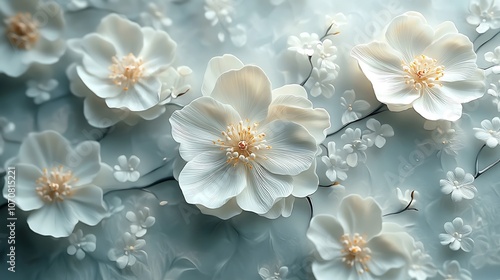 Delicate Petals in Intricate Floral Artwork Creating a Refined Design Design