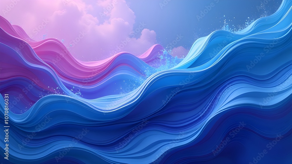 Obraz premium Pink and lilac waves, abstract background.
