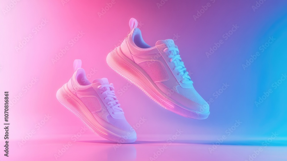 White Sneakers in Neon Light