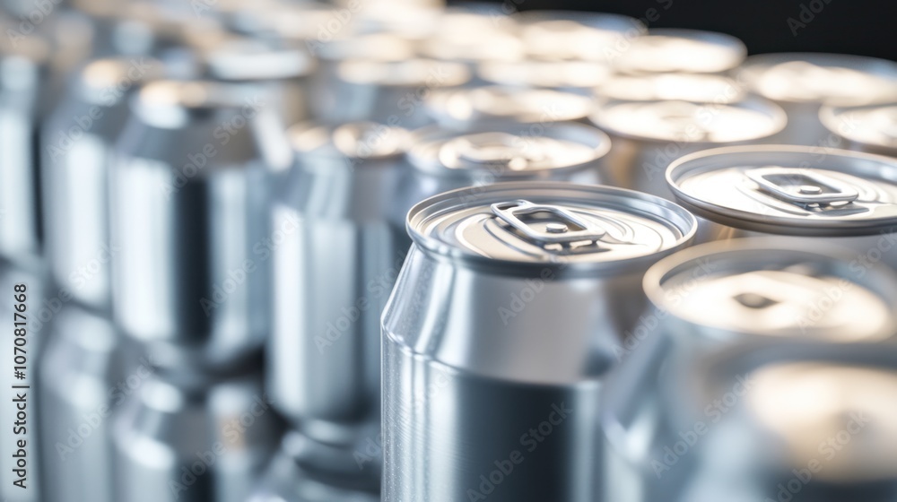 Stacked aluminum cans ready for recycling, neatly organized for environmental waste management. Stacked aluminum cans ready for recycling, neatly organized for environmental waste management.