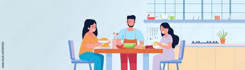 Friends gather around the table to enjoy delicious home-cooked meals together Friends gather around the table to enjoy delicious home-cooked meals together