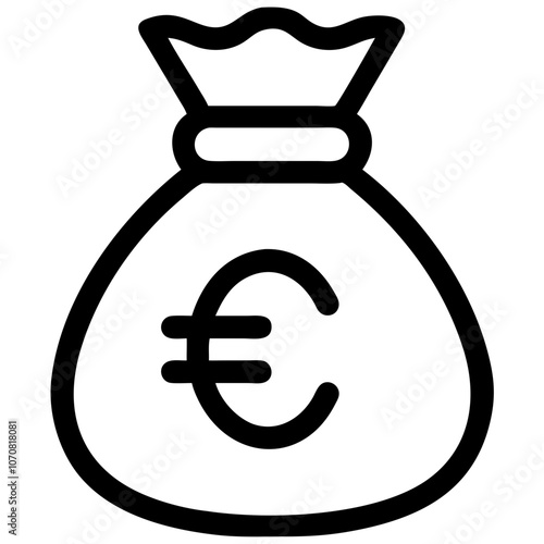 Business and marketing icon featuring a money bag with a euro symbol