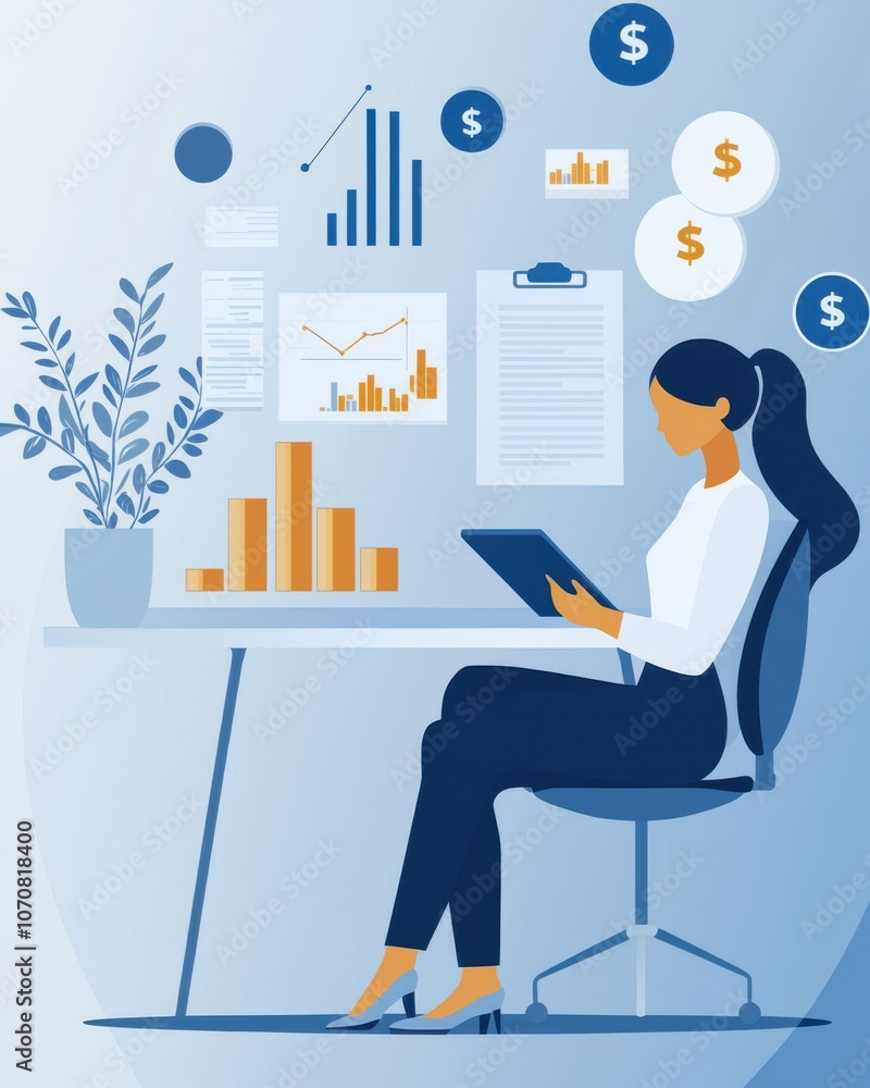 Fototapeta premium Data-driven financial analyst uses investment tools to boost business strategies