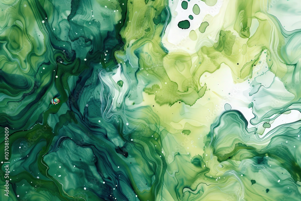 Abstract Green and White Swirling Liquid Art Abstract Green and White Swirling Liquid Art