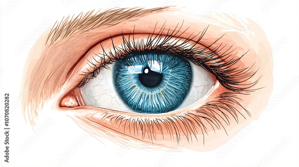 A close-up of the human eye. Vision testing and protection. Illustration for cover, card, postcard, interior design, banner, poster, brochure or presentation A close-up of the human eye. Vision testing and protection. Illustration for cover, card, postcard, interior design, banner, poster, brochure or presentation