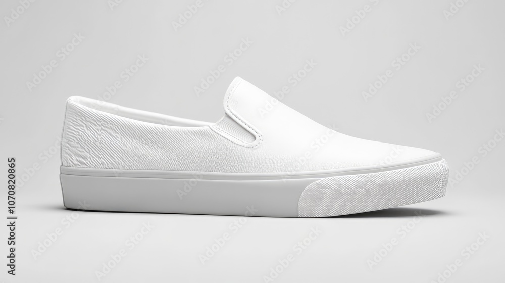 White Canvas Slip-On Sneaker on a White Background White Canvas Slip-On Sneaker on a White Background