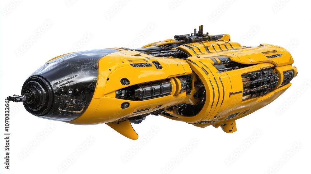 Unmanned marine exploration vehicle, innovative yellow design, isolated on white. Unmanned marine exploration vehicle, innovative yellow design, isolated on white.