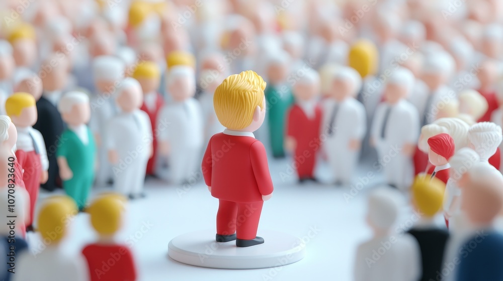 Leader stands out in crowd of supporters capturing attention and influence in business context Leader stands out in crowd of supporters capturing attention and influence in business context