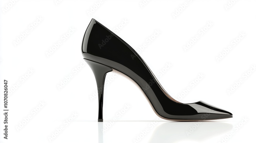 Elegant Black High Heel Shoe on White Background Elegant Black High Heel Shoe on White Background