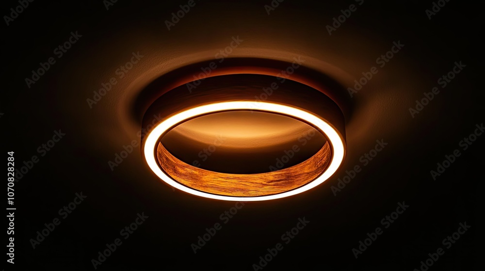 Subtle glow from a ceiling light fixture in the dark, casting a gentle circle of light that highlights ceiling textures. Subtle glow from a ceiling light fixture in the dark, casting a gentle circle of light that highlights ceiling textures.