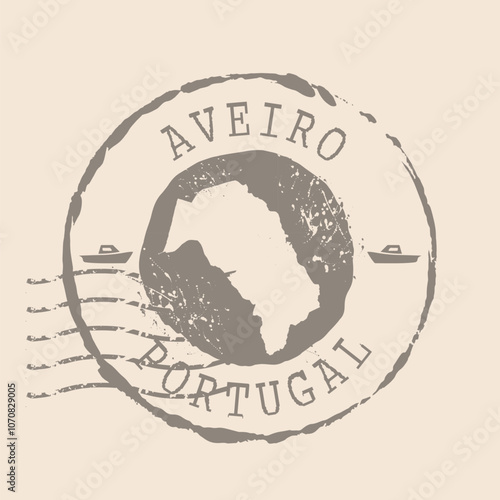 Stamp Postal of Aveiro. Map Silhouette rubber Seal. Design Retro Travel. Seal  Map of Aveiro grunge  for your design. Portugal.  EPS10