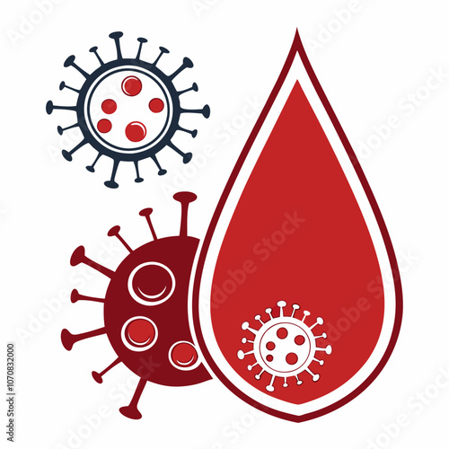 Blood drop and virus icons in medical illustration