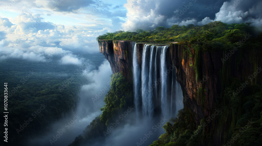 A view of Victoria Falls from the Zimbabwean side, with water cascading over the cliffs and mist rising into the air. A view of Victoria Falls from the Zimbabwean side, with water cascading over the cliffs and mist rising into the air.