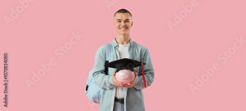 Male student with piggy ban...
