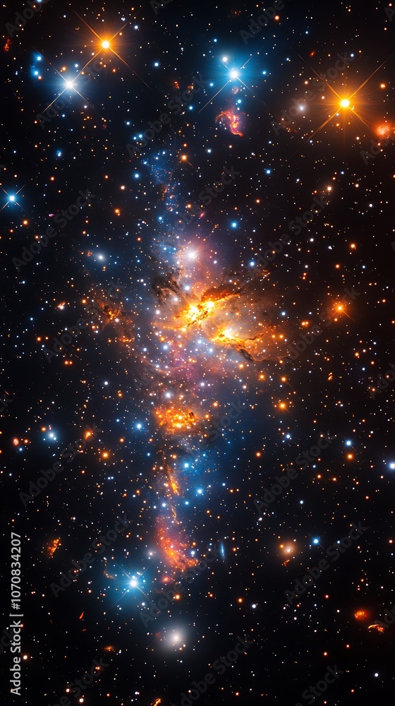 Vibrant Colors and Shining Stars in Stunning Galaxy Nebula for Image Vibrant Colors and Shining Stars in Stunning Galaxy Nebula for Image