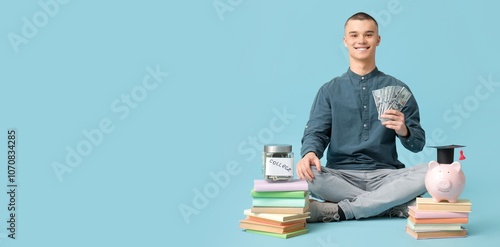 Male student with piggy ban...